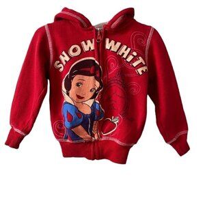 Disney Princess Girls Snow White Red Full Zip Hooded Graphic Sweatshirt Size 3T